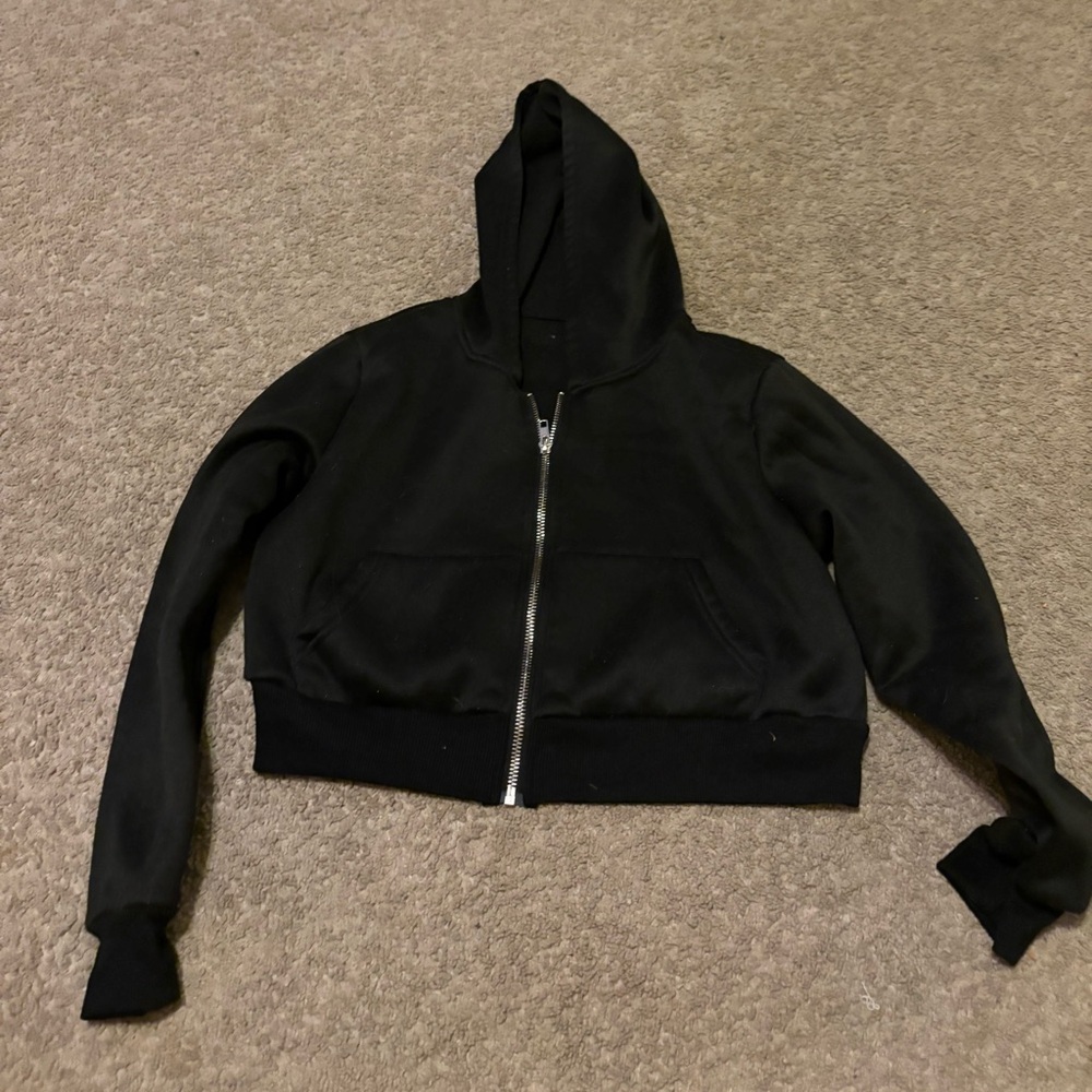 Cropped Black Zip Up